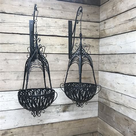 metal wire basket with hanging bracket|unusual hanging basket brackets.